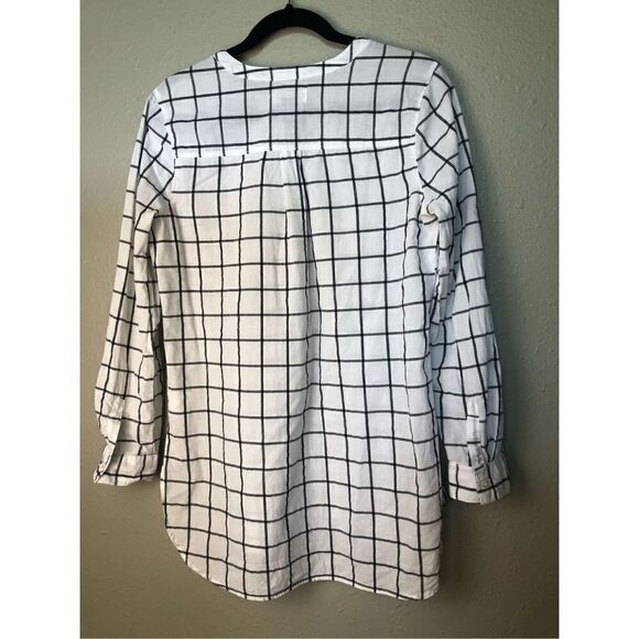 Old Navy White Plaid Half Botton Tunic Size M - Picture 4 of 12